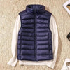 New Trendy Ultra Light Women's Duck Down Vest Jacket Autumn/Winter High collar Sleeveless Coat For Girls by Stevvex
