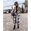 New Trendy Women's Coat Autumn Winter Long Sleeve Red Plaid Jacket Women Lapel Single Breasted Cardigan Coat Turndown Collar Women Coat by Stevvex
