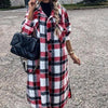 New Trendy Women's Coat Autumn Winter Long Sleeve Red Plaid Jacket Women Lapel Single Breasted Cardigan Coat Turndown Collar Women Coat by Stevvex