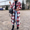 New Trendy Women's Coat Autumn Winter Long Sleeve Red Plaid Jacket Women Lapel Single Breasted Cardigan Coat Turndown Collar Women Coat by Stevvex
