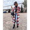 New Trendy Women's Coat Autumn Winter Long Sleeve Red Plaid Jacket Women Lapel Single Breasted Cardigan Coat Turndown Collar Women Coat by Stevvex