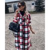 New Trendy Women's Coat Autumn Winter Long Sleeve Red Plaid Jacket Women Lapel Single Breasted Cardigan Coat Turndown Collar Women Coat by Stevvex