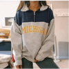 New Winter Women Sweatshirts Vintage Streetwear Letter Printed Hoodies Women Loose Sweatshirt Plus Fleece Keep Warm Men's Letters Embroidered Sleeve Quarter Fleece Vintage Pullover Sweatshirt by Stevvex