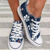 New Womens Comfortable Canvas Flats Flower Summer Fashion Lace-up Sneakers Casual Fashion Round Toe Vulcanized Shoes Women Casual Sneakers by Stevvex