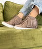 Nick Fringe Sneaker Wedge in Taupe