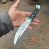 Frontier Bowie Knife 11” - Black Resin Handle with Turquoise Spacers by JW SteelCrafts