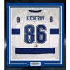 Framed Autographed/Signed Nikita Kucherov 35x39 Tampa Bay White Hockey Jersey PSA/DNA COA by Hall of Fame Sports Memorabilia