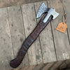 Handmade Viking Double-Bit Carbon Steel Axe with Norse Rune Etching and Engraved Hardwood Handle by JW SteelCrafts