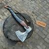 Viking Axe with Leather Wrapped Handle & Engraved Head – JW SteelCrafts by JW SteelCrafts