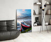 Lake and Boats Landscape Glass Wall Art by Insigneart USA