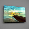 Kayak on the Beach and Sunset Glass Wall Art by Insigneart USA