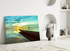 Kayak on the Beach and Sunset Glass Wall Art by Insigneart USA