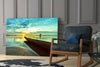 Kayak on the Beach and Sunset Glass Wall Art by Insigneart USA