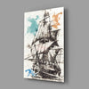 Ship Illustration Glass Wall Art by Insigneart USA
