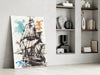 Ship Illustration Glass Wall Art by Insigneart USA