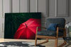 Red Umbrella Glass Wall Art by Insigneart USA