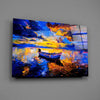 Dark Blue Sunset Glass Wall Art by Insigneart USA