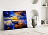 Dark Blue Sunset Glass Wall Art by Insigneart USA