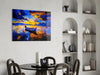 Dark Blue Sunset Glass Wall Art by Insigneart USA