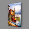 Boats on the Shore Glass Wall Art by Insigneart USA