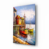 Boats on the Shore Glass Wall Art by Insigneart USA