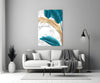 Turquoise Leaves Glass Wall Art by Insigneart USA