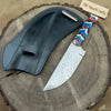Serbian Utility Knife 9” – Acid Etched Blade with Resin Handle & Leather Sheath by JW SteelCrafts