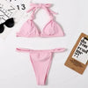 Pink Woman Summer Swimsuit Mini Lace Up Adjustable Bikinis Set Beachwear Top Swimwear Women Swimming Wear Colorful Beach Bathing Suit by Stevvex