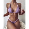 Pink Woman Summer Swimsuit Mini Lace Up Adjustable Bikinis Set Beachwear Top Swimwear Women Swimming Wear Colorful Beach Bathing Suit by Stevvex