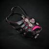 The ''Bijou'' Basket Muzzle Black & Pink by Bestia Dog Gear
