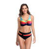 Plus Size Neon Striped Bikini Set Push Up Women High Waist Bikini Set Halter Two Piece Bathing Suits Crisscross Tummy Control Swimsuit Push Up Swimwear Women High Waist Halter Beach Swimwear Retro Bathing Suit Swimming Suit by Stevvex