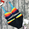 Plus Size Neon Striped Bikini Set Push Up Women High Waist Bikini Set Halter Two Piece Bathing Suits Crisscross Tummy Control Swimsuit Push Up Swimwear Women High Waist Halter Beach Swimwear Retro Bathing Suit Swimming Suit by Stevvex