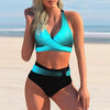 Plus Size Neon Striped Bikini Set Push Up Women High Waist Bikini Set Halter Two Piece Bathing Suits Crisscross Tummy Control Swimsuit Push Up Swimwear Women High Waist Halter Beach Swimwear Retro Bathing Suit Swimming Suit by Stevvex