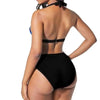Plus Size Neon Striped Bikini Set Push Up Women High Waist Bikini Set Halter Two Piece Bathing Suits Crisscross Tummy Control Swimsuit Push Up Swimwear Women High Waist Halter Beach Swimwear Retro Bathing Suit Swimming Suit by Stevvex