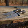 Bowie Knife Feather Damascus Blade Pinecone Handle Fixed Blade Hunting Knife by JW SteelCrafts