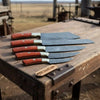 5 Piece Damascus Kitchen Knife Set with Rosewood Handles, Cleaver Bread Chef Utility and Paring Knives, Handmade Professional Cooking Set by JW SteelCrafts