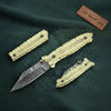 Handmade Damascus Steel Folding Knife with Olive Wood Handle – Brass Liner Pocket Knife by JW SteelCrafts