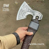 Viking Style Engraved Axe | Handcrafted Leather Wrapped Handle by JW SteelCrafts