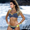 Print Swimwear Women Bikini Solid Push Up Swimsuit Female Bikini Set Beachwear Bathing Suit Swimming High Waist Swimsuits With Boy Shorts Triangle Top Stripes Halter Bikini Two Piece Bathing Suits by Stevvex