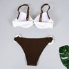 Print Swimwear Women Bikini Solid Push Up Swimsuit Female Bikini Set Beachwear Bathing Suit Swimming High Waist Swimsuits With Boy Shorts Triangle Top Stripes Halter Bikini Two Piece Bathing Suits by Stevvex