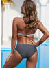 Print Swimwear Women Bikini Solid Push Up Swimsuit Female Bikini Set Beachwear Bathing Suit Swimming High Waist Swimsuits With Boy Shorts Triangle Top Stripes Halter Bikini Two Piece Bathing Suits by Stevvex
