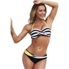 Print Swimwear Women Bikini Solid Push Up Swimsuit Female Bikini Set Beachwear Bathing Suit Swimming High Waist Swimsuits With Boy Shorts Triangle Top Stripes Halter Bikini Two Piece Bathing Suits by Stevvex