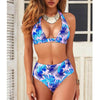 Beautiful Multicolored Women High Waist Bikini Swimwear Women Halter Push Up Bikini Set Swimsuit Women's Flower Print Bikini High Waist Beach Swimsuits Sporty Two Piece Bathing Suit Female Beach Wear Bathing Suit by Stevvex