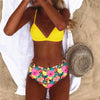Beautiful Multicolored Women High Waist Bikini Swimwear Women Halter Push Up Bikini Set Swimsuit Women's Flower Print Bikini High Waist Beach Swimsuits Sporty Two Piece Bathing Suit Female Beach Wear Bathing Suit by Stevvex