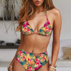 Beautiful Multicolored Women High Waist Bikini Swimwear Women Halter Push Up Bikini Set Swimsuit Women's Flower Print Bikini High Waist Beach Swimsuits Sporty Two Piece Bathing Suit Female Beach Wear Bathing Suit by Stevvex