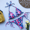 Beautiful Multicolored Women High Waist Bikini Swimwear Women Halter Push Up Bikini Set Swimsuit Women's Flower Print Bikini High Waist Beach Swimsuits Sporty Two Piece Bathing Suit Female Beach Wear Bathing Suit by Stevvex