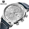 Business Watch Men Fashion Waterproof Military Chronograph Sport Quartz Wristwatch Leather Bracelet by Stevvex