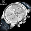 Business Watch Men Fashion Waterproof Military Chronograph Sport Quartz Wristwatch Leather Bracelet by Stevvex