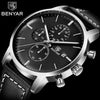 Business Watch Men Fashion Waterproof Military Chronograph Sport Quartz Wristwatch Leather Bracelet by Stevvex