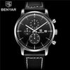 Business Watch Men Fashion Waterproof Military Chronograph Sport Quartz Wristwatch Leather Bracelet by Stevvex